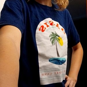 2021 Oasis shirt, Sky ranch, Large in youth, Navy blue.